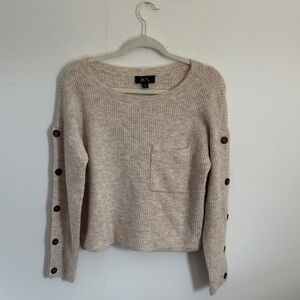 BCX Women's Cream Sweater with Button Accents
